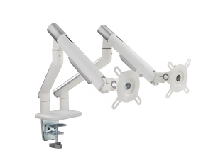 Ramię na 2 monitory VESA 17"-32" biało-srebrne SolidHand-BS02