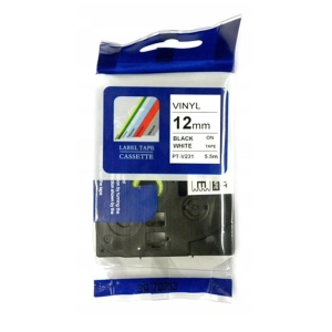 Etykiety samoprzylepne białe do czarnego zadruku 12 mm x 5,5 m TapeMate-12BW55