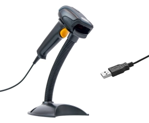 Czytnik kodów kreskowych z podstawką, przewodowy USB, automatyczne skanowanie kodów, wydajny HD29A