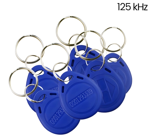 Zestaw 10 zakodowanych breloków zbliżeniowych RFID do kluczy, częstotliwość 125 kHz, niebieskie HD-RKF07