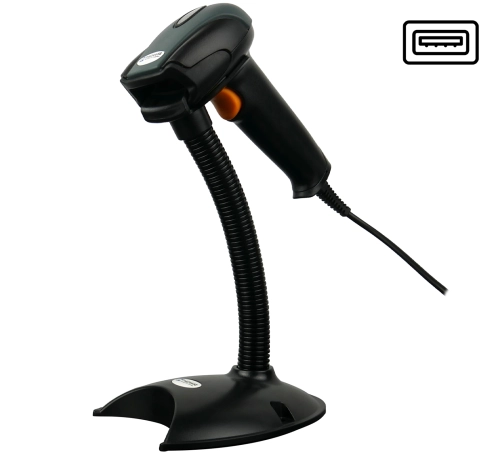 Skaner kodów kreskowych z podstawką i automatycznym skanowaniem, przewodowy USB HD29A