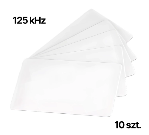 Karty zbliżeniowe UNIQUE 125 kHz do identyfikacji, zakodowane, RFID LF, białe - zestaw 10 sztuk HD-RWC01-10