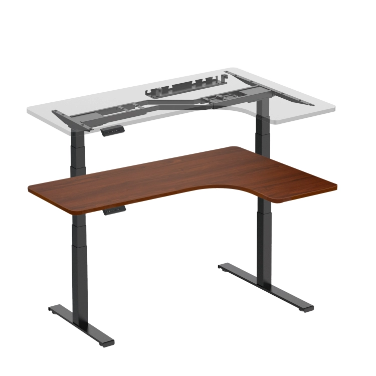 Biurko narożne regulowane elektrycznie brązowe deskTOP-23