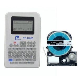 Etykieciarka biurkowa do drukowania kodow kreskowych MarkMate 310SQCB tasma termokurczliwa biala TapeMate 7BW25