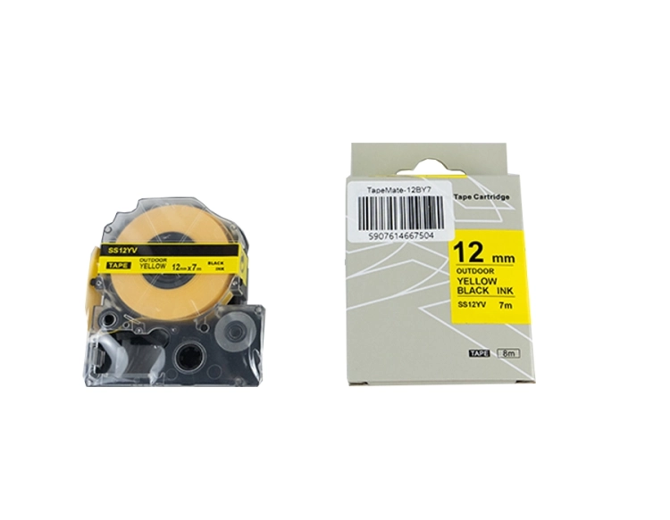 Taśma do etykieciarki z żółtymi etykietami samoprzylepnymi TapeMate-12BY7