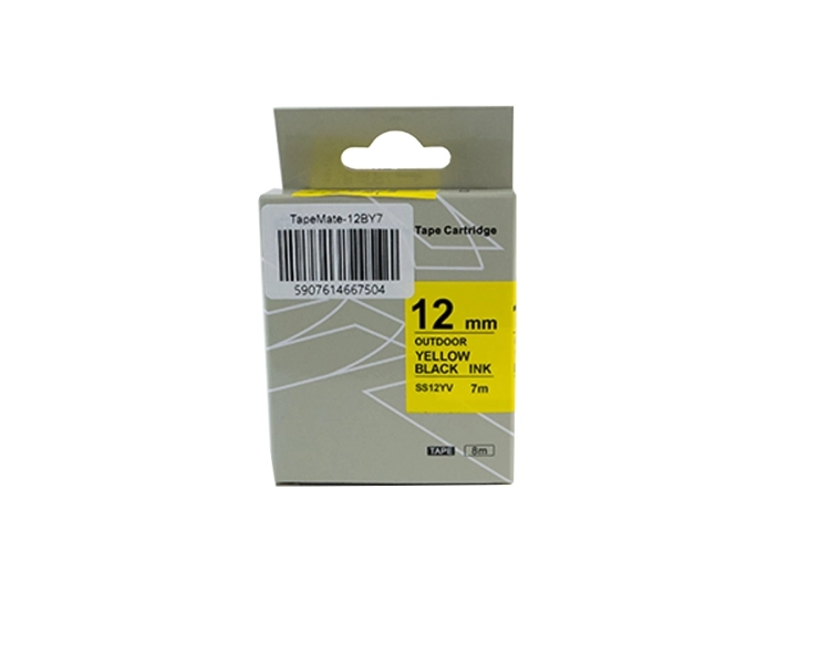 Taśma do etykieciarki z żółtymi etykietami samoprzylepnymi TapeMate-12BY7