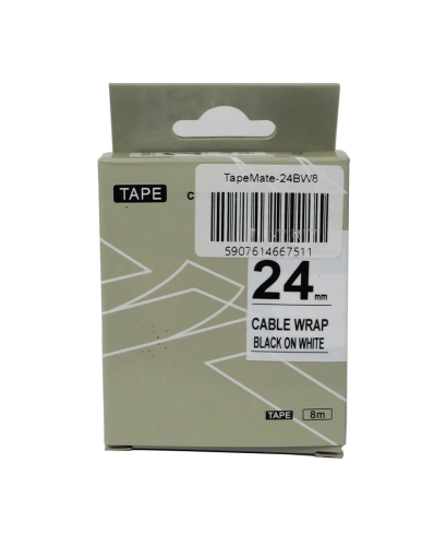 Taśma z naklejkami samoprzylepnymi przezroczysta do etykieciarki 24 mm x 8 m TapeMate-24BW8