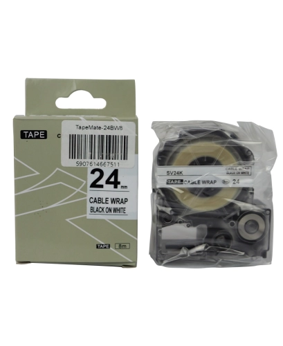 Taśma z naklejkami samoprzylepnymi przezroczysta do etykieciarki 24 mm x 8 m TapeMate-24BW8