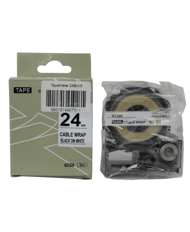 Taśma z naklejkami samoprzylepnymi przezroczysta do etykieciarki 24 mm x 8 m TapeMate-24BW8