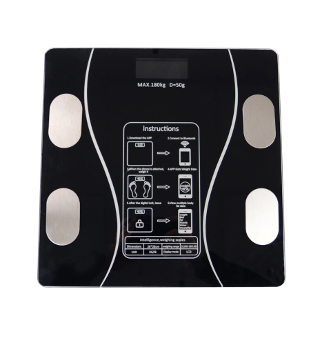 Waga do łazienki szklana do 180 kg Bluetooth czarna wagPRO-B1