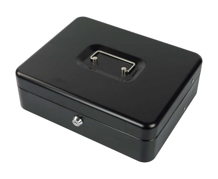 Kasetka na banknoty i bilon zamykana na klucz, metalowa, 4 przegrody na banknoty i 5 na monety HD-CB30-9