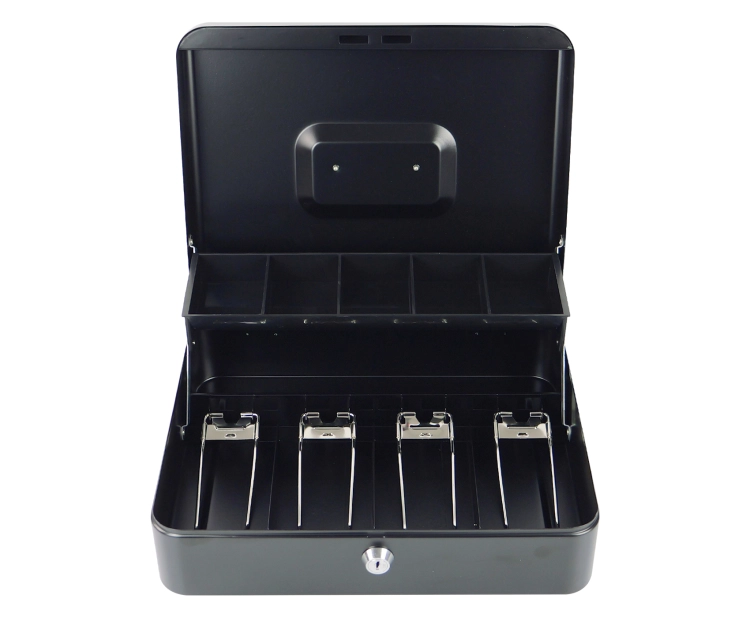 Metalowa kasetka na kluczyk z organizerem na 4 banknoty i 5 monet HD-CB30-9