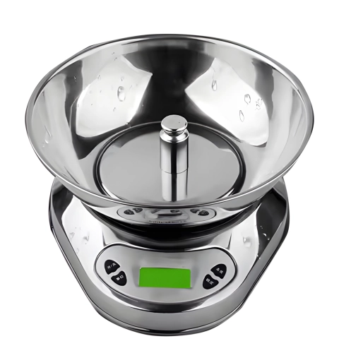 Waga kuchenna z metalową misą do 5 kg, g, lb, oz, elektroniczna z wyświetlaczem LCD na baterie AAA wagPRO-K5C