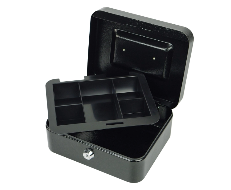 Solidna, metalowa kasetka na bilon z 5 przegrodami, zamykana na klucz HD-CB20-5