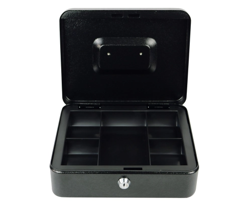 Kasetka na banknoty i monety, zamykana na kluczyk, 1 i 4 przegrody z wyjmowanym wkładem, metalowa HD-CB25-5A