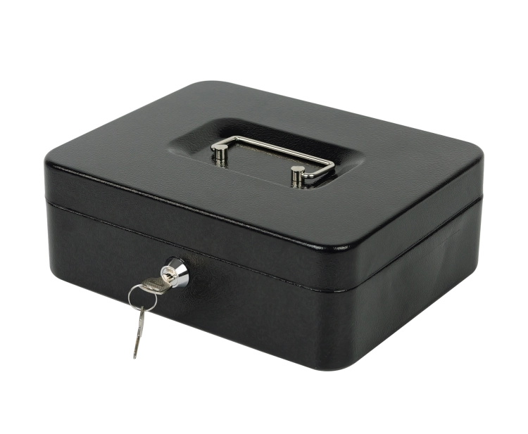 Metalowa kasetka na pieniądze z 1 przegrodą na banknoty i 4 na monety, wyjmowany wkład i zamek na klucz HD-BC25-5A