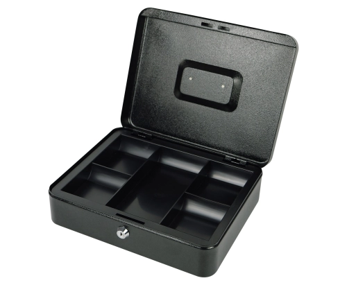 Kasetka na monety z 4 przegrodami na bilon, 1 na banknoty i wyciąganym wkładem, zamykana na kluczyk HD-CB30-5A