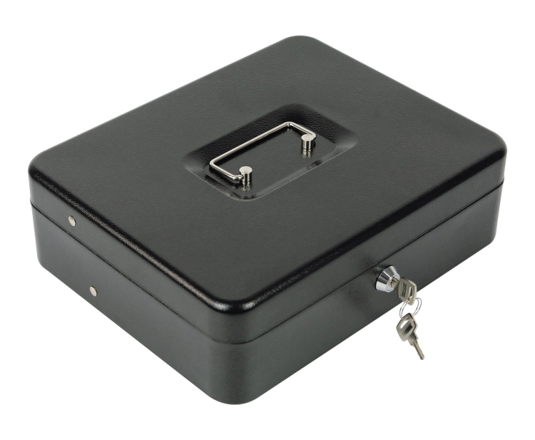 Kasetka na pieniądze z 4 przegrodami na monety i 5 na banknoty z zatrzaskami, zamykana na klucz HD-CB30-9A