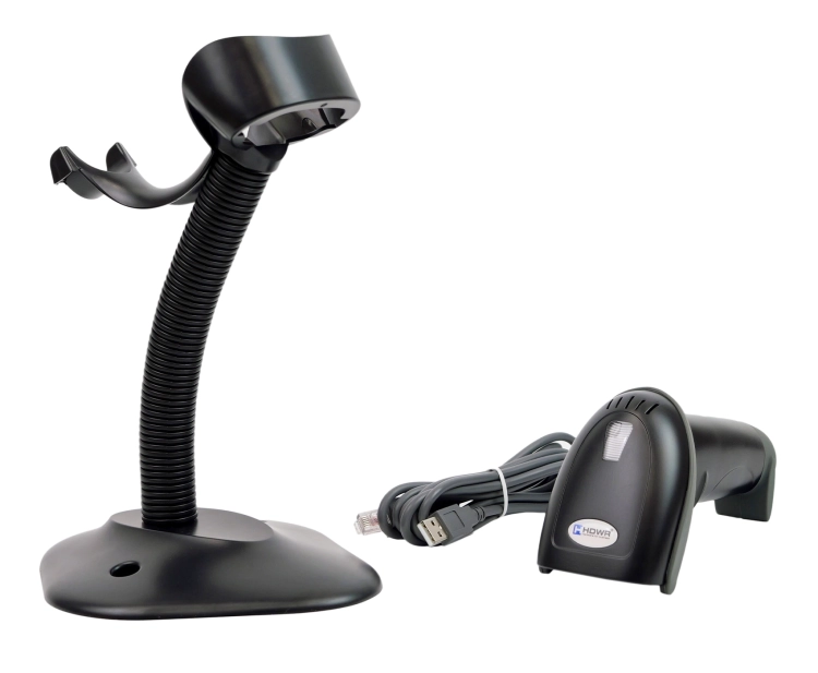 Skaner przewodowy z interfejsem USB, do skanowania kodów kreskowych, automatyczny odczyt i podstawka w zestawie HD42A
