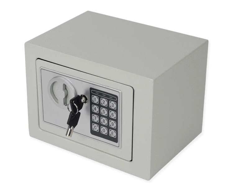 Sejf domowy biurowy na kod PIN i zamek mechaniczny z kluczem, stalowy i kompaktowy SecureBox-20