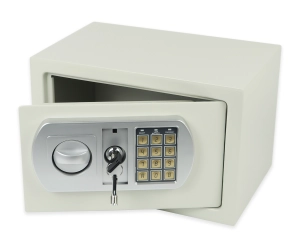 Maly sejf z elektronicznym zamkiem i kluczem awaryjnym SecureBox 30
