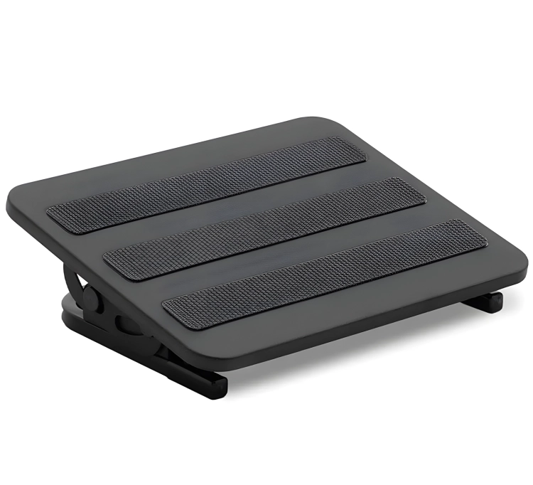 Podnóżek pod biurko, regulowany, antypoślizgowy, pod nogi, ergonomiczny, czarny do komputera FeetFleet-09