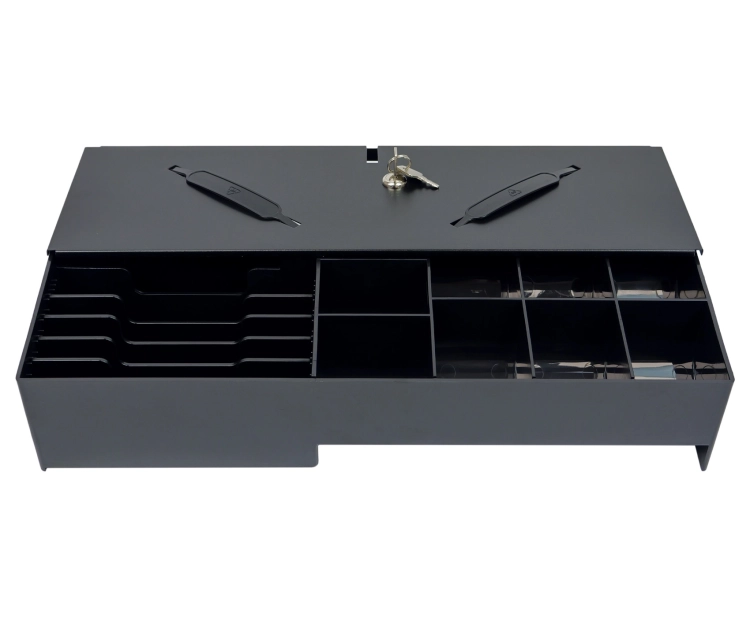 Wkład na pieniądze zamykany na klucz do szuflady kasowej, 6 przegród na banknoty i 8 na monety HD-WS46