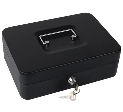 Kasetka na pieniądze na kluczyk, stalowa, 1 przegroda na banknoty i 2 na bilon, wyciągany wkład HD-CB15