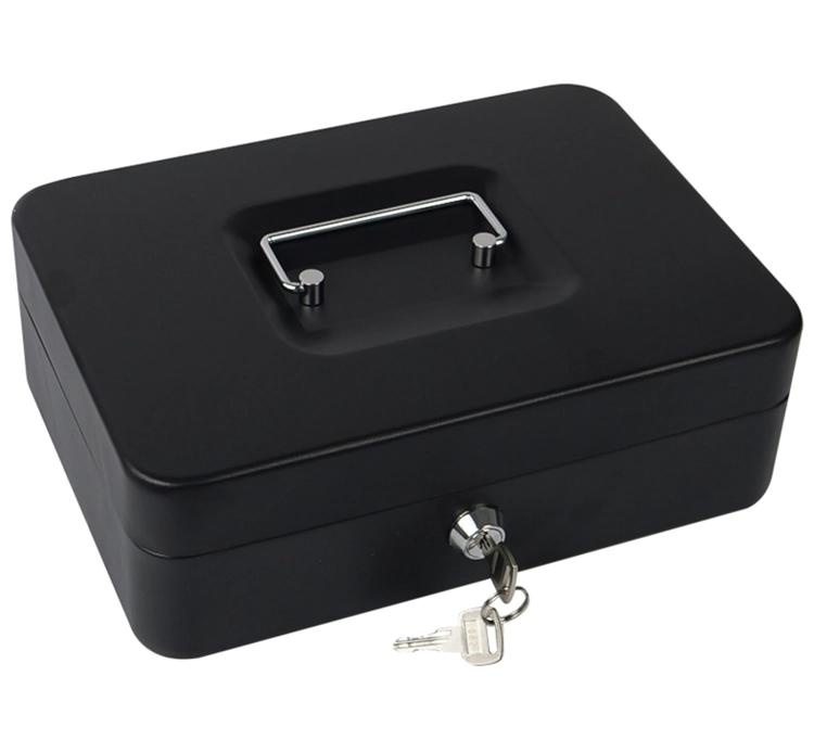 Kasetka na pieniądze na kluczyk, stalowa, 1 przegroda na banknoty i 2 na bilon, wyciągany wkład HD-CB15