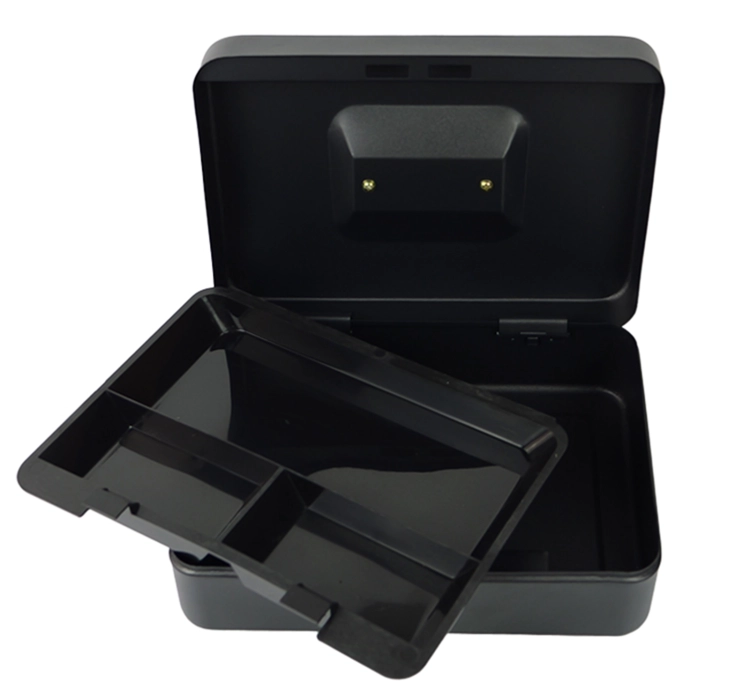 Metalowa kasetka na pieniądze, 1 przegroda na banknoty i 2 na monety, zamykana na kluczyk HD-CB15