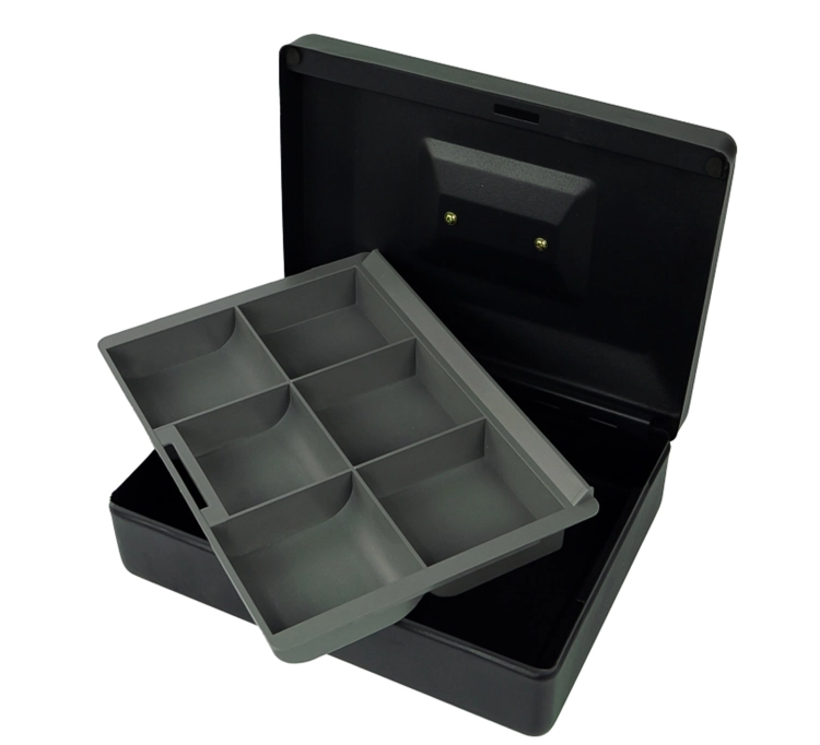 Kasetka na monety, 6 przegród, zamykana na klucz, metalowa HD-CB25-6