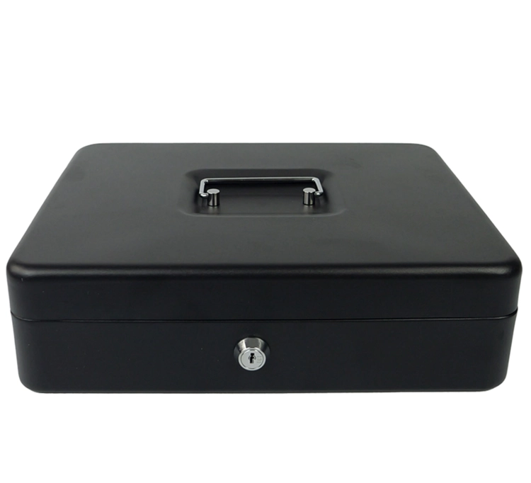 Kasetka na pieniądze duża, 2 przegrody na banknoty i 3 na monety, metalowa, wyjmowany organizer HD-CB30-5