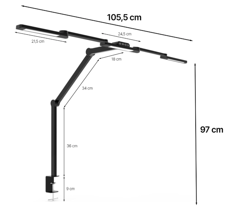 Lampa kreślarska bezcieniowa LED, regulacja jasności, barwy i ustawienia, 1300 lm LumixDesk-02