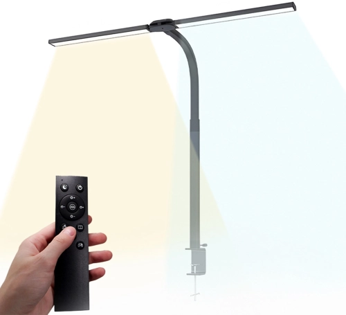 Lampa biurkowa LED z pilotem zdalnej obsługi i regulacją jasności i ustawienia, 1050 lumenów LumixDesk-12