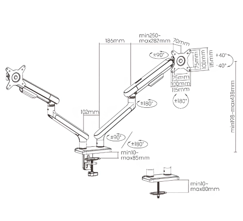 Uchwyt na monitory biurkowy, standard VESA, 17-32 cale SolidHand-FS02