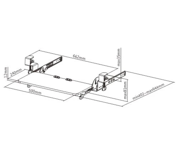Wysuwana półka na klawiaturę i myszkę do 5 kg, regulowana SolidHand-KT09S
