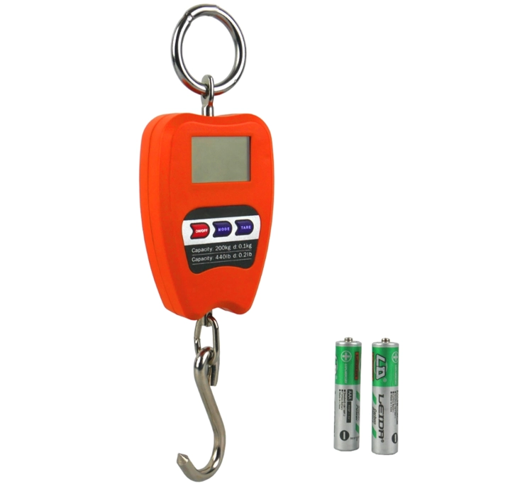 Waga z hakiem składanym, podwieszana do 200 kg, na baterie wagPRO-H200