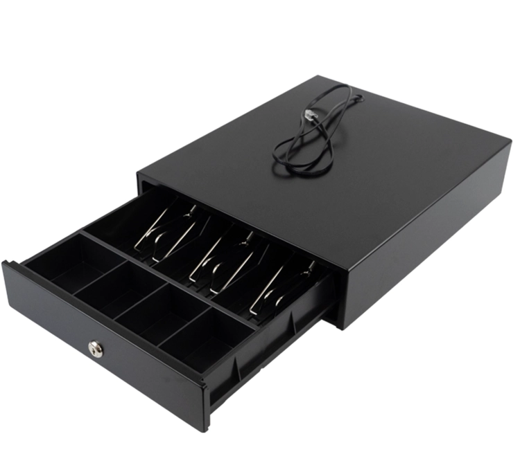 Szuflada na banknoty i monety, 3 i 4 przegrody z mocnej stali, zamykana na kluczyk, interfejs RJ11 HD-KS30