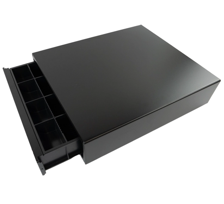 Szuflada na pieniądze z 4 przegrodami na banknoty i 8 na monety, stalowa, zamykana na klucz HD-KS35