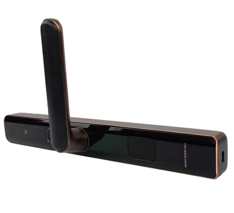 Zamek elektroniczny do kontroli dostępu na kartę RFID, odcisk palca i kod PIN w postaci klamki do drzwi SecureEntry-HL100