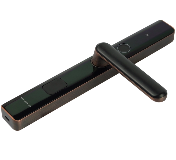 Inteligentny zamek elektroniczny do drzwi z kontrolą dostępu i weryfikacją na kartę RFID, odcisk palca i kod PIN SecureEntry-HL100