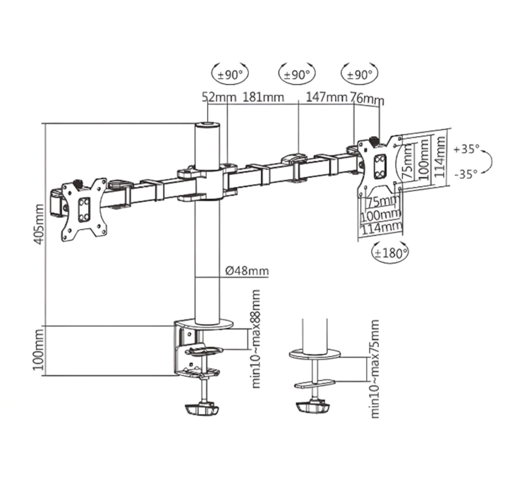 Wysięgnik do monitora na biurko, uchwyt z przekątną 17-32 cale i standardem VESA SolidHand-AM02