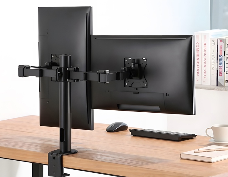 Uchwyt biurkowy na dwa monitory, stalowy, standard VESA, 17-32 cale SolidHand-AM02