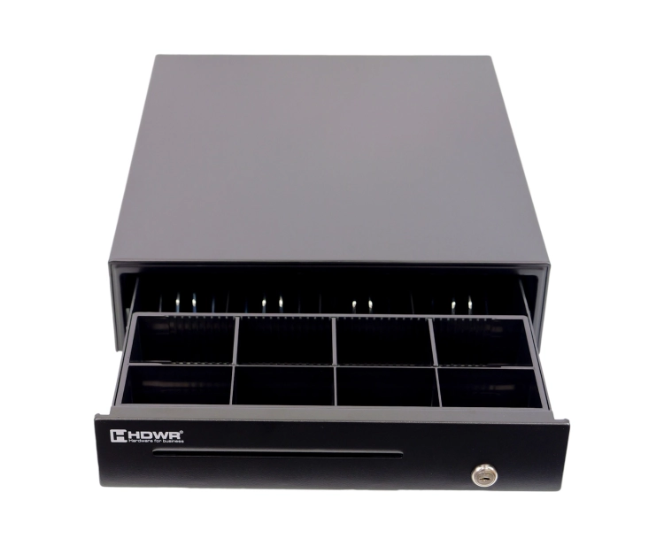 Szuflada kasowa z napięciem 24V i 4 przegrodami na banknoty oraz 8 na monety HD-KER35