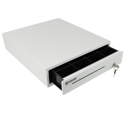 Szuflada do kasy  na pieniądze w kolorze białym, stalowa, solidna, zamykana na klucz i elektronicznie HD-KER35W