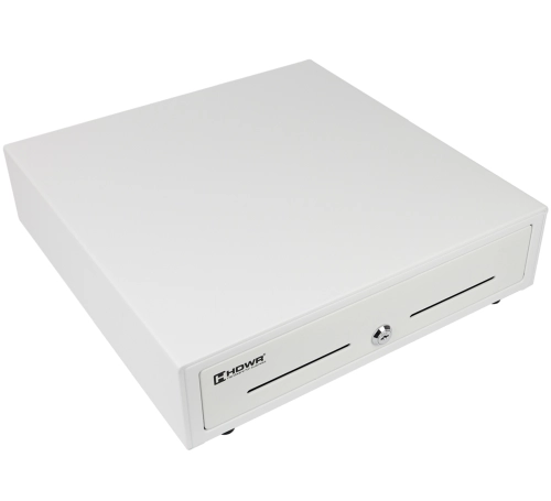 Szuflada kasowa z 5 przegrodami na banknoty i 8 na monety, zamykana na klucz, biała HD-KER41W