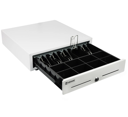 Szuflada na monety i banknoty z organizerem 8 i 5 przegrody, zamykana na klucz, biała HD-KER41W