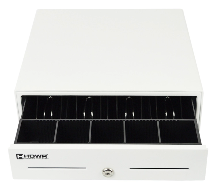 Szuflada do kasy fiskalnej z wyjmowanym wkładem na pieniądze, biała, zamykana na klucz HD-KR33W