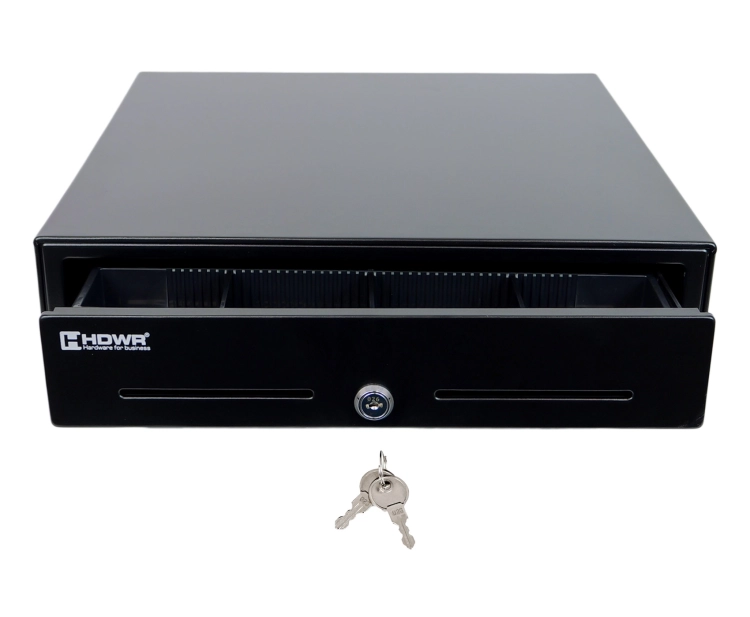 Szuflada podblatowa na pieniądze z 5 przegrodami na banknoty i 8 na monety, 3 sposoby otwarcia, RJ12 HD-KER41