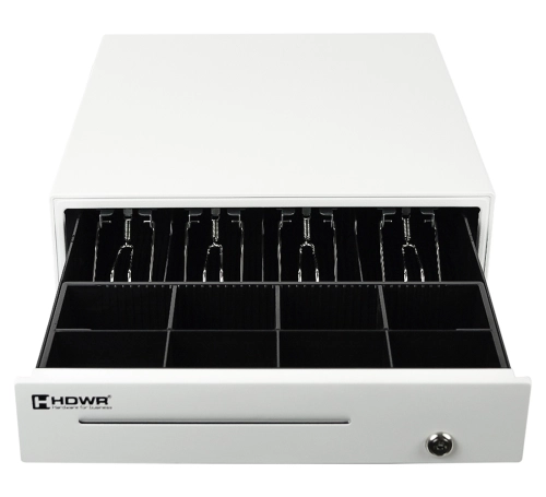 Szuflada na pieniądze z wyjmowanym wkładem, 4 przegrody na banknoty i 8 na monety, zamykana na klucz HD-KR35W